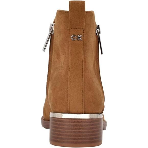 Calvin Klein Women's Deniece Faux Suede Ankle Booties, Cognac Size 9.5M - Picture 4 of 5